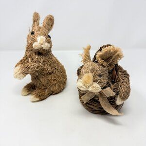 Pottery Barn Spring Easter Holiday Bottle Brush Bunny Rabbit Figure and Basket